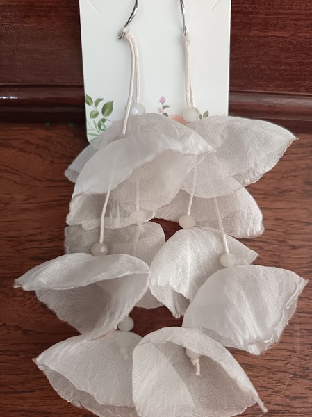 Earrings - Material cream 14cm
