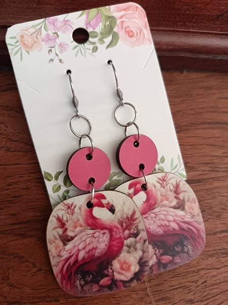 Earrings - Pink flamingo 7.5cm