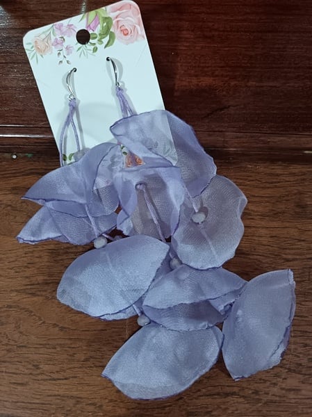 Earrings - Material purple 14cm