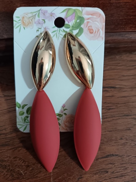 Earrings - Gold and orange 8cm