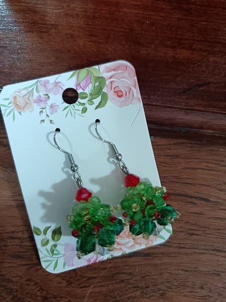 Earrings - Beaded Christmas tree 4.5cm