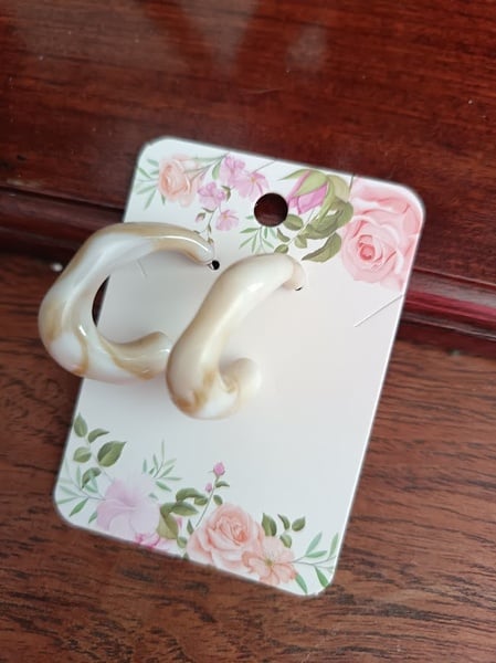 Earrings - Cream and brown 2.5cm