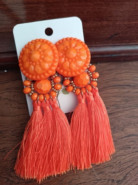 Earrings - Orange long 9cm