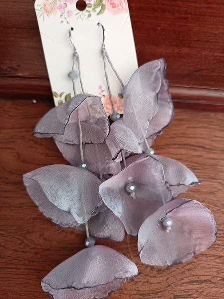 Earrings - Material  grey 14cm