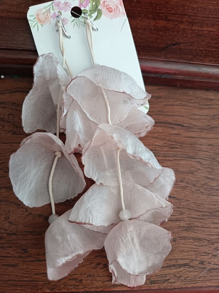 Earrings - Material light brown 14cm