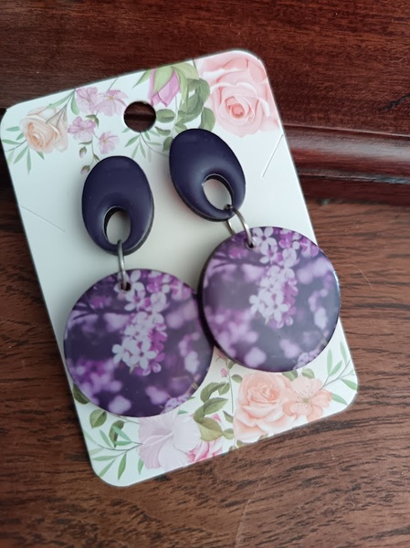 Earrings - Purple flowers 4.5cm