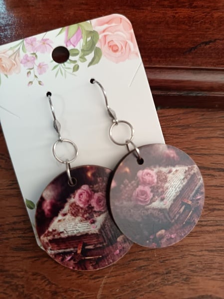 Earrings - Wooden book 6cm