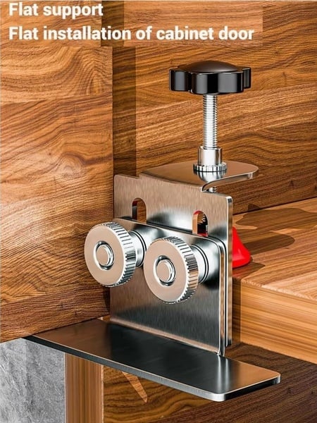 1pc Adjustable Cabinet Door Installation Tool - Stainless Steel Mounting Jig Positioner