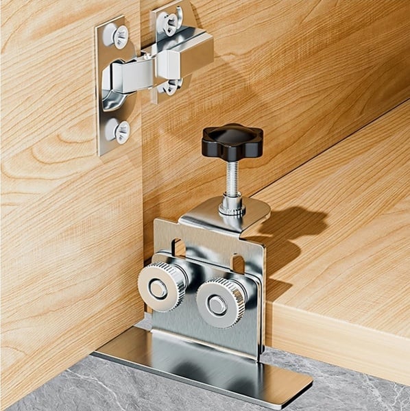 1pc Adjustable Cabinet Door Installation Tool - Stainless Steel Mounting Jig Positioner
