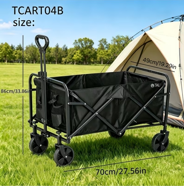 Collapsible All-Terrain Grocery & Garden Trolley – Heavy-Duty Foldable Camping Cart