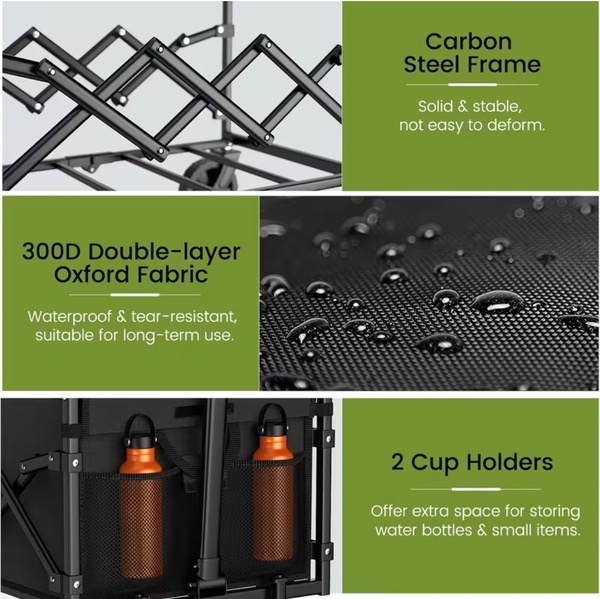 Collapsible All-Terrain Grocery & Garden Trolley – Heavy-Duty Foldable Camping Cart