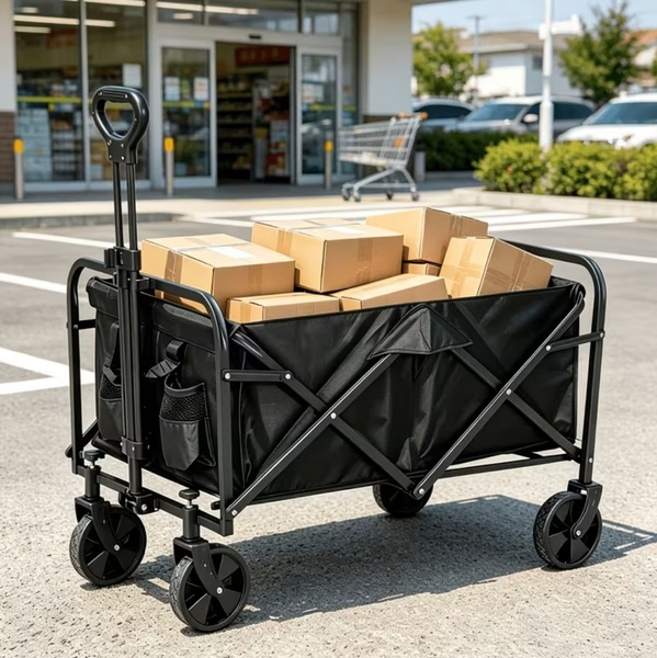 Collapsible All-Terrain Grocery & Garden Trolley – Heavy-Duty Foldable Camping Cart