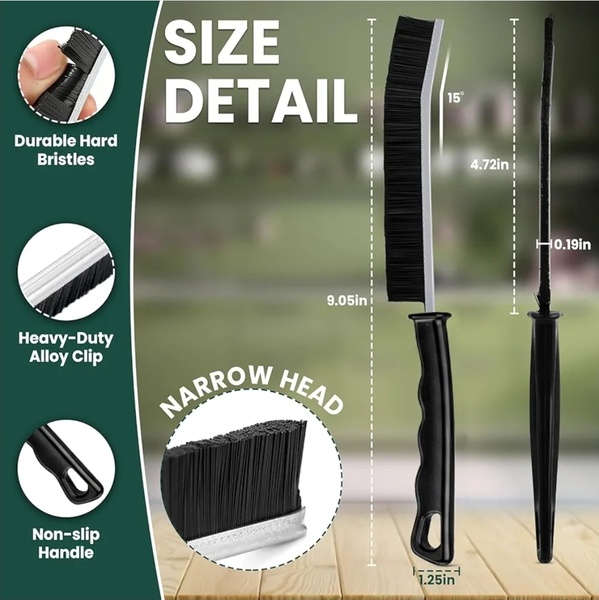 3-Piece Hard-Bristled Crevice Cleaning Brush Set – Grout & Corner Scrubber