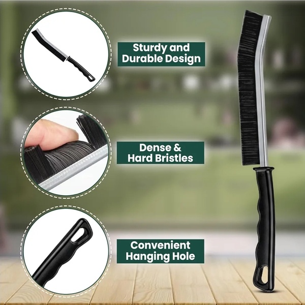 3-Piece Hard-Bristled Crevice Cleaning Brush Set – Grout & Corner Scrubber