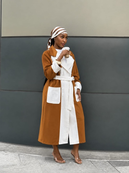 Women's Luxury Colorblock Maxi Trench Coat