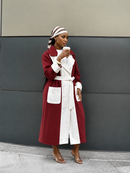 Women's Luxury Colorblock Maxi Trench Coat