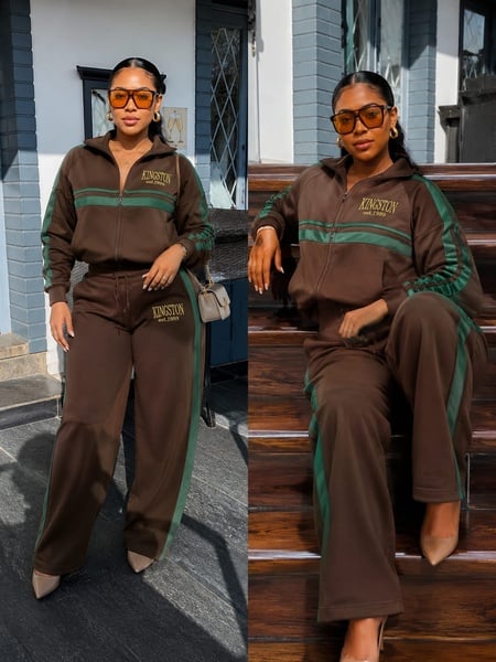 🌟 Kingston Jamaica Stripe Crop Tracksuit Set 🌟