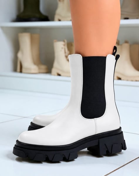 Women's High-Gloss Patent Chunky Chelsea Boots