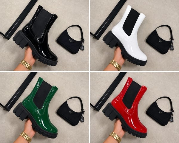 Women's High-Gloss Patent Chunky Chelsea Boots