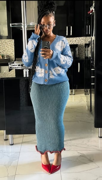 Oversized Graphic Knit Cardigan – Slouchy Aesthetic Button-Up Sweater
