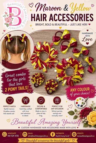 Maroon & Yellow Hair Accessories for Girls Who Love Style picture