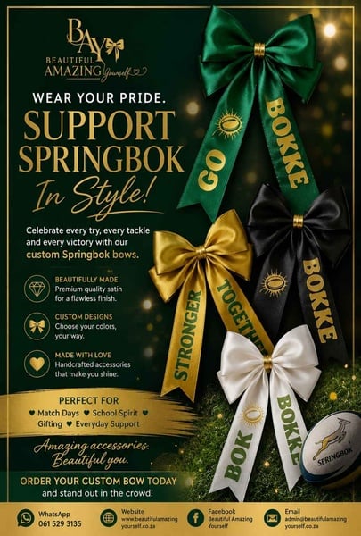 Support the Springboks in Style with Custom Boutique Hair Bows picture