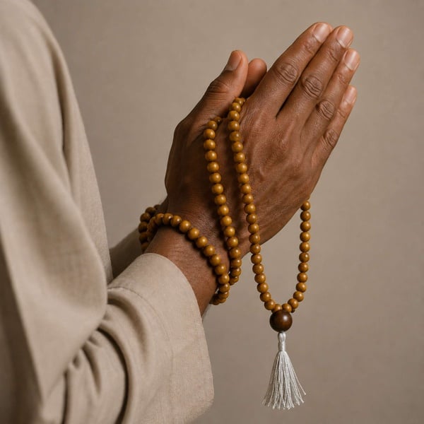 Men's Wooden Prayer 108 Beads with Tassel – Meditation & Faith Mala picture