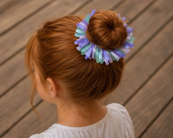 Pastel Lavender & Mint Ribbon Scrunchie Hair Bow picture