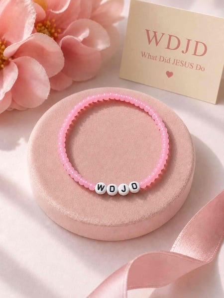 WDJD Pink Beaded Bracelet – What Did Jesus Do Inspirational Christian Jewelry picture