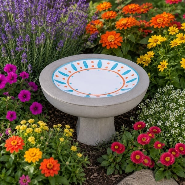 Tangerine Birdbath/Feeder