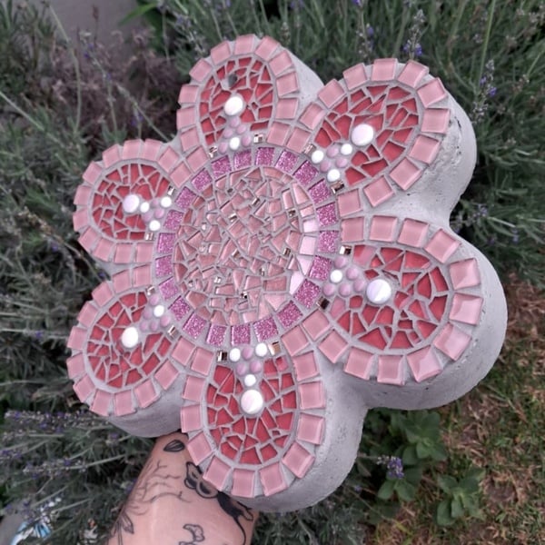 Shades of Pink Mosaic Flower - Wall Art