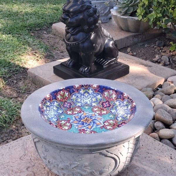 Tropical Garden Birdbath/Feeder
