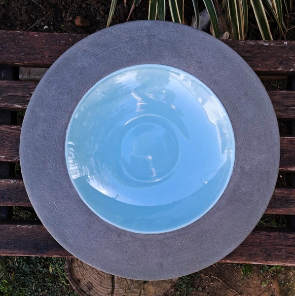 Mediterranean Aqua Blue Birdbath