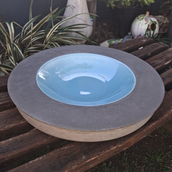 Mediterranean Aqua Blue Birdbath