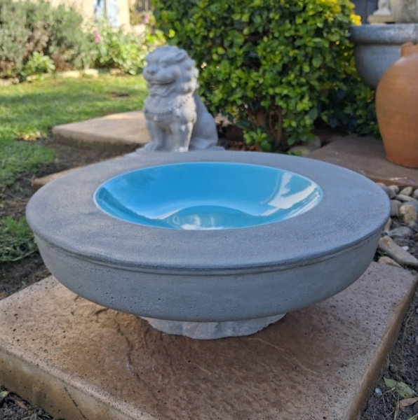 Mediterranean Aqua Blue Birdbath