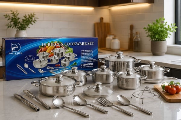 Dolphin Home 18-Piece Stainless Steel Cookware Set