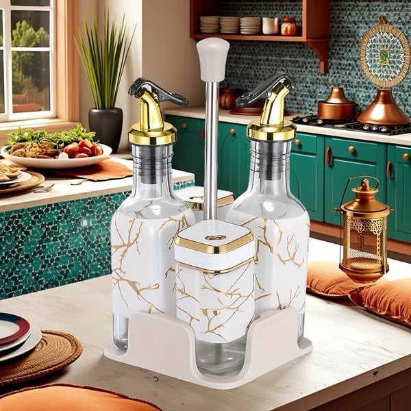 Oil & Vinegar Dispenser Set with Salt & Pepper Grinder