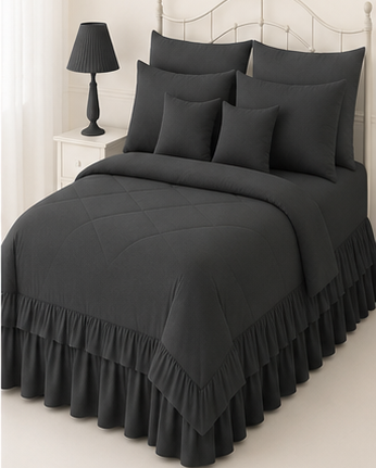 8-Piece Ruffle Quilted Comforter Set Combo -Teal blue