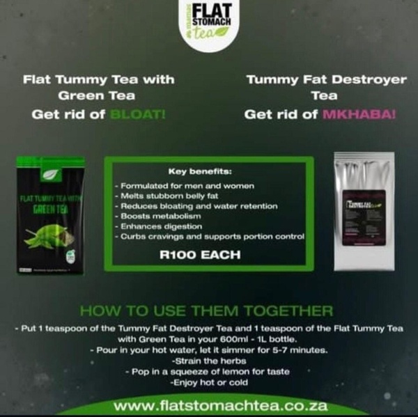Mama's Flat Tummy tea with green tea and Tummy tea fat destroyer  Combo 250ml each
