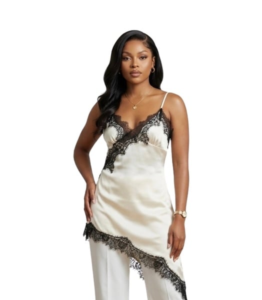 The Silk Asymmetrical Lace Top