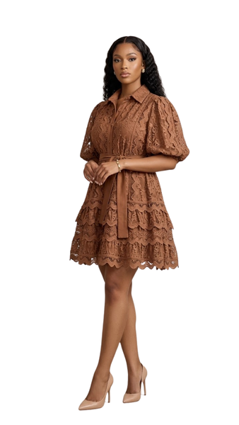 Broderie Anglaise Tiered Mini Shirt Dr