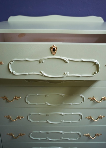 Sage green 7 drawer chest of drawers