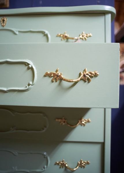 Sage green 7 drawer chest of drawers