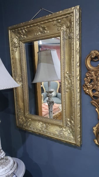 Mirror, carved wood frame, gold