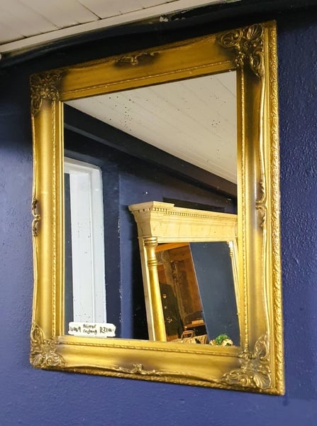 Mirror, rectangular framed, gold