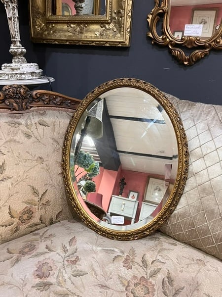 Oval framed Mirror, gold