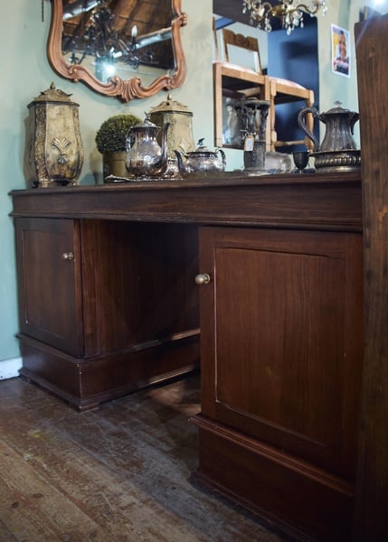 Partners Desk with leather inlay