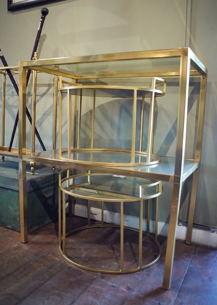 Metal and glass console table