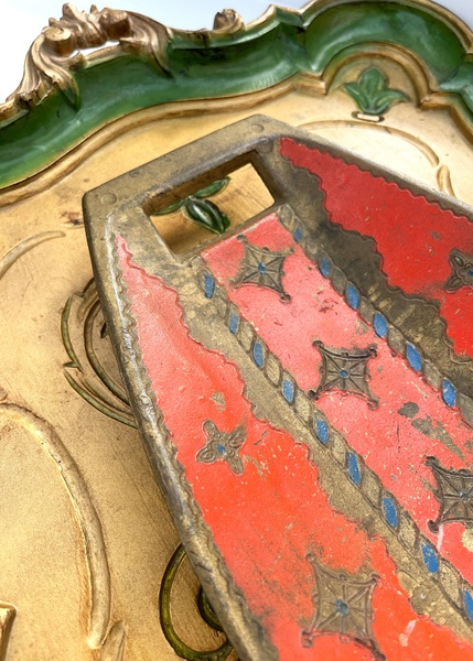 Red Venetian wooden tray