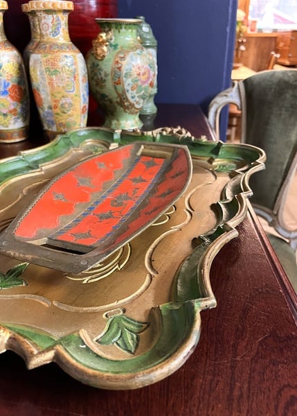 Red Venetian wooden tray